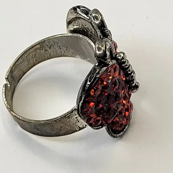 Red Butterfly Adjustable Ring - Picture 3 of 7